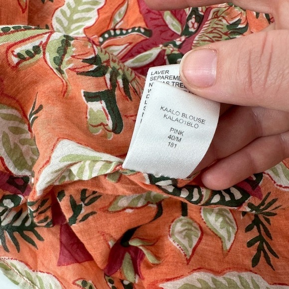 Antik Batik Women's Kalao Floral Long Sleeve Flowy Boho Peasant Blouse Size 40 M - Picture 13 of 16